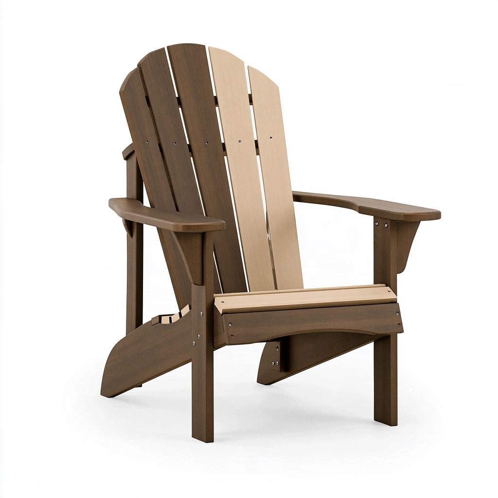 Adirondack-Gartenstuhl 86 x 80 x 98 cm aus Kunststoff in Braun Beige mit Armlehnen