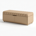 Sitzbank mit Stauraum 120 x 45 x 48 cm Beige Textil gepolstert mit geriffelter Sitzfläche