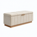 Sitzbank mit Stauraum 120 x 45 x 48 cm Creme Stoff Holz - gepolsterte Aufbewahrungsbank