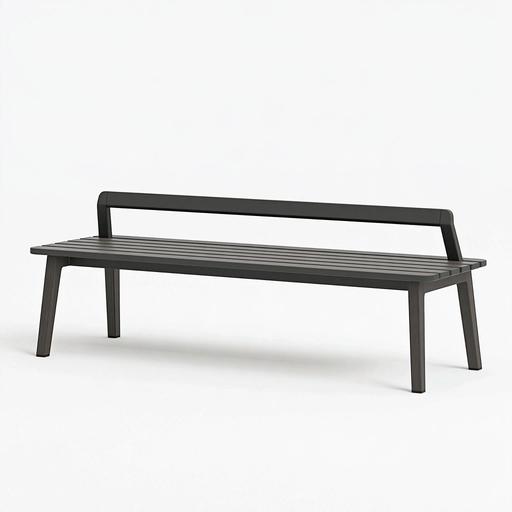 Gartenbank 150 x 60 x 85 cm aus schwarzem Metall mit Rückenlehne für Außenbereiche