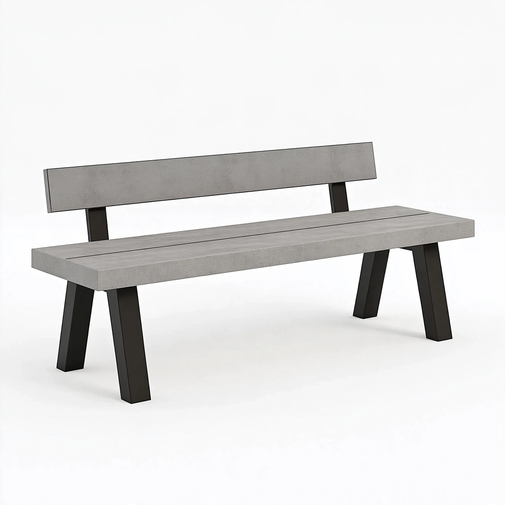 Gartenbank 180 x 40 x 80 cm Grau in Holzoptik mit Metallgestell - moderne Sitzbank für Außenbereiche