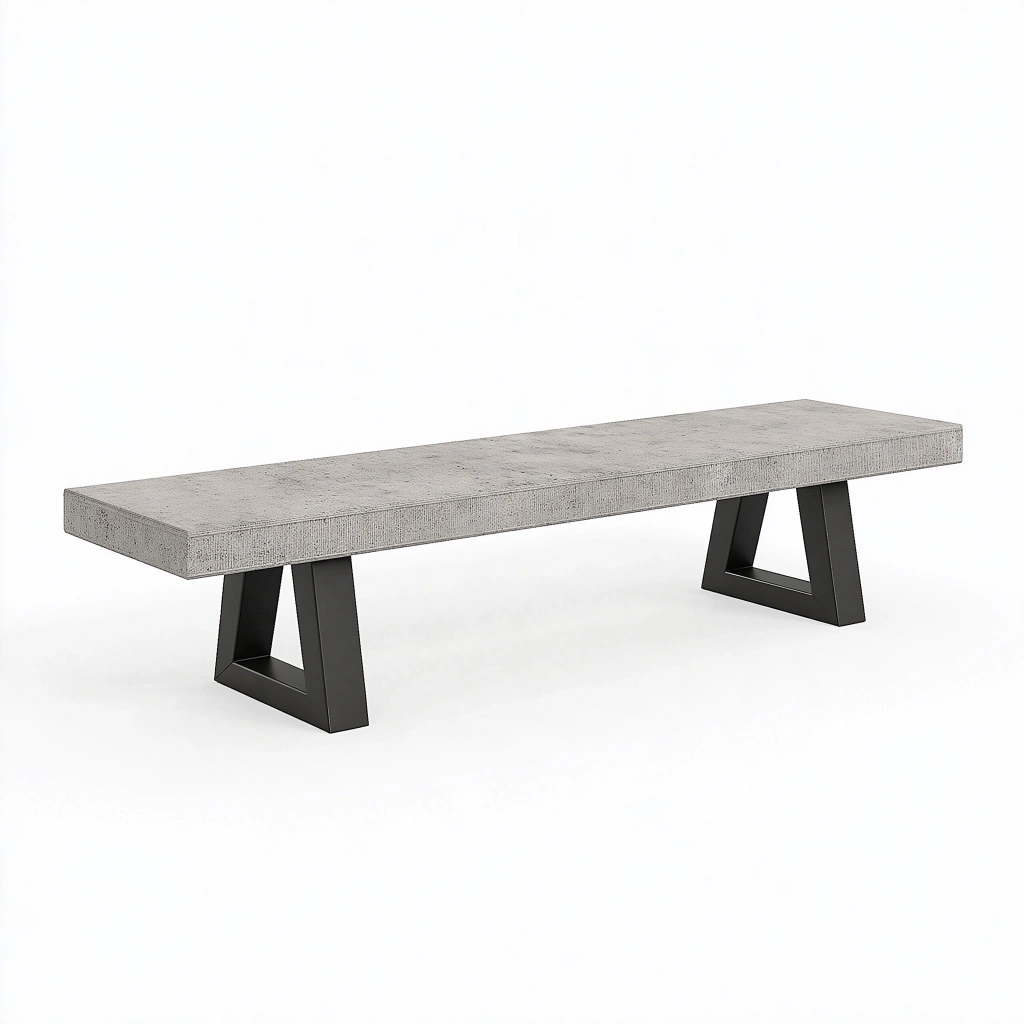 Sitzbank 180 x 40 x 45 cm Betonoptik Metallgestell Grau Schwarz Industriestil