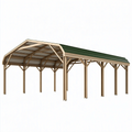 Doppelcarport 600 x 600 x 300 cm Holz Grün - freistehend mit Satteldach
