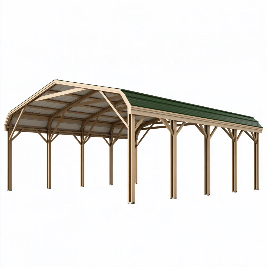 Doppelcarport 600 x 600 x 300 cm Holz Grün - freistehend mit Satteldach