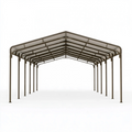 Carport 600 x 300 x 270 cm aus Metall Grau mit lichtdurchlässiger Überdachung für Fahrzeuge