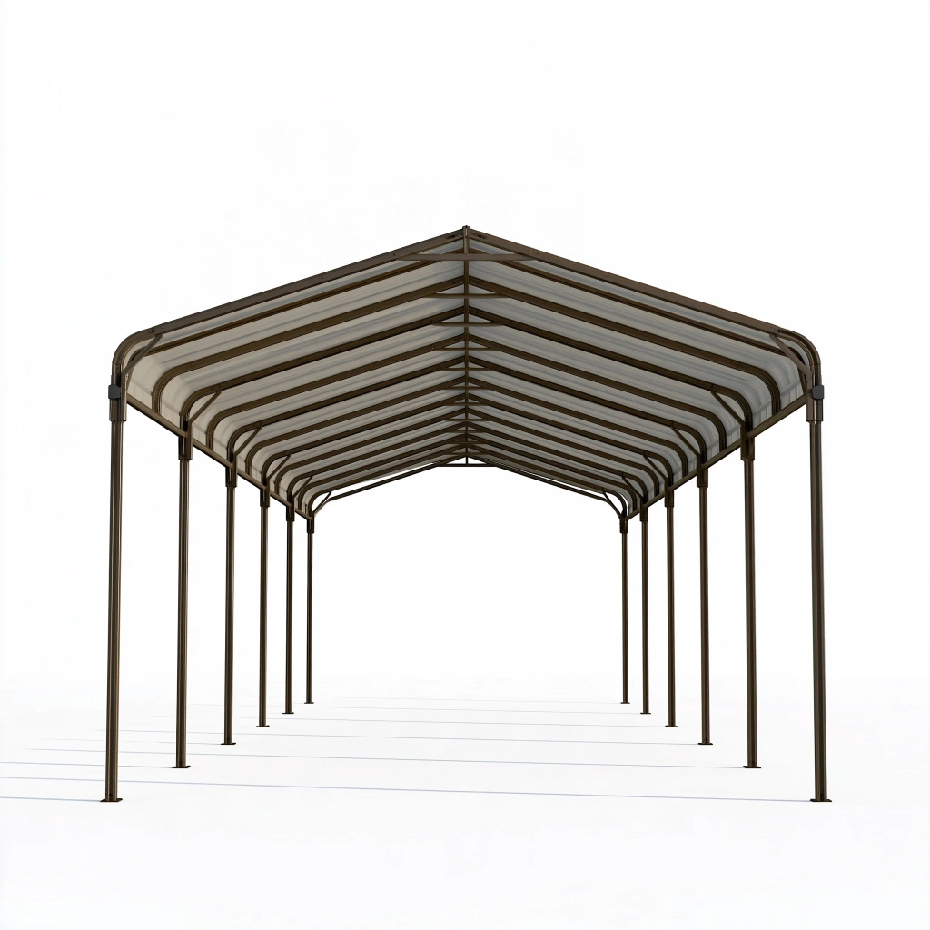 Carport 600 x 300 x 270 cm Stahl Braun mit transparentem Polycarbonatdach wettergeschützt