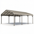 Carport 600 x 300 x 270 cm aus Stahl und Kunststoff in Grau - freistehende Fahrzeugüberdachung mit Satteldach