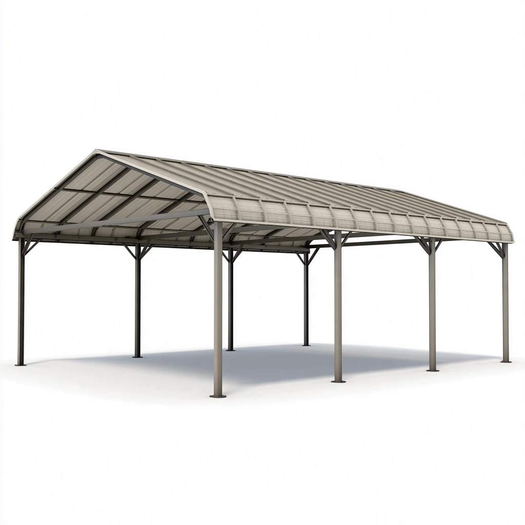 Carport 600 x 300 x 270 cm aus Stahl und Kunststoff in Grau - freistehende Fahrzeugüberdachung mit Satteldach