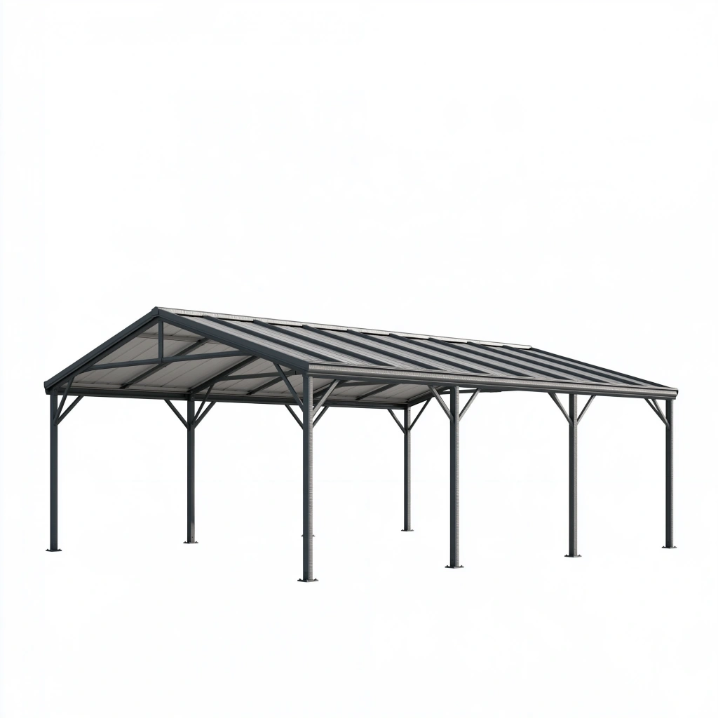 Carport 600 x 300 x 270 cm Stahl Anthrazit mit transparentem Polycarbonatdach wetterbeständig