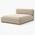 Polsterbett 180 x 200 cm Beige Stoff Holzfüße modernes Doppelbett