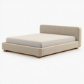 Polsterbett 160 x 200 cm Beige Stoff mit Holzfüßen modernes Doppelbett