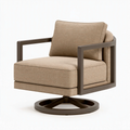 Drehsessel 78 x 85 x 82 cm mit Textilbezug in Beige und Metallgestell - moderner Loungesessel