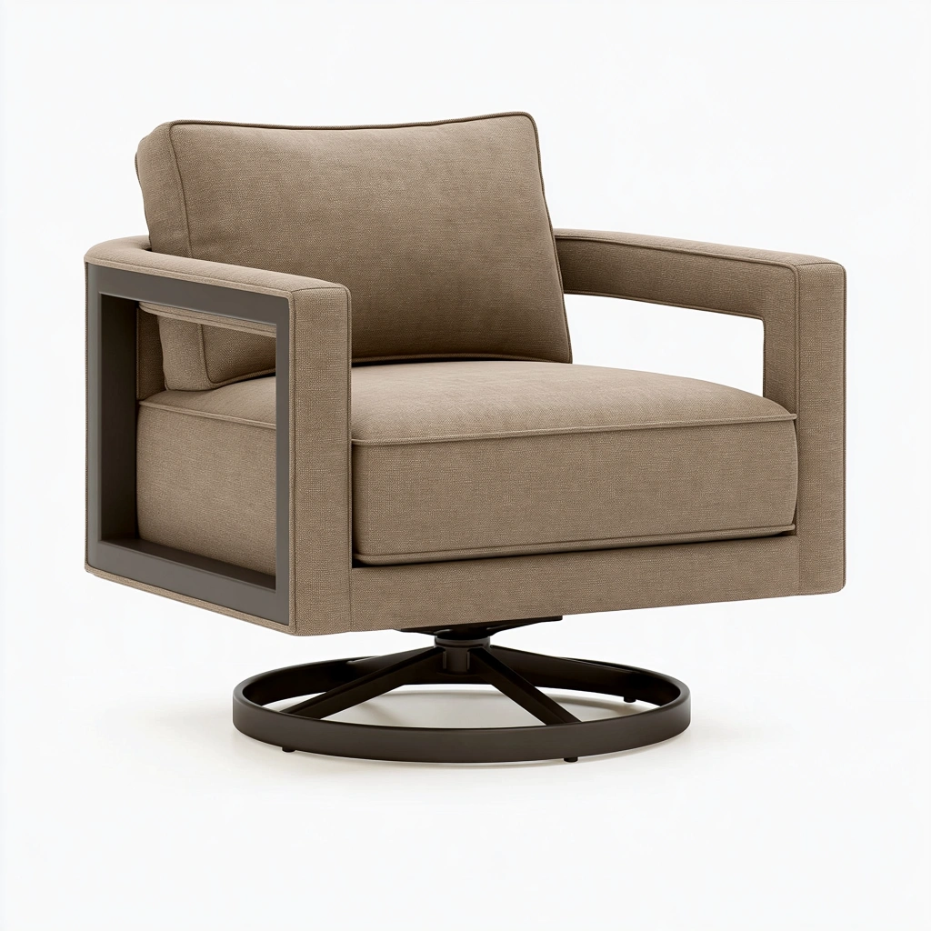 Drehsessel 85 x 88 x 82 cm Stoff Taupe mit Metallgestell Modern