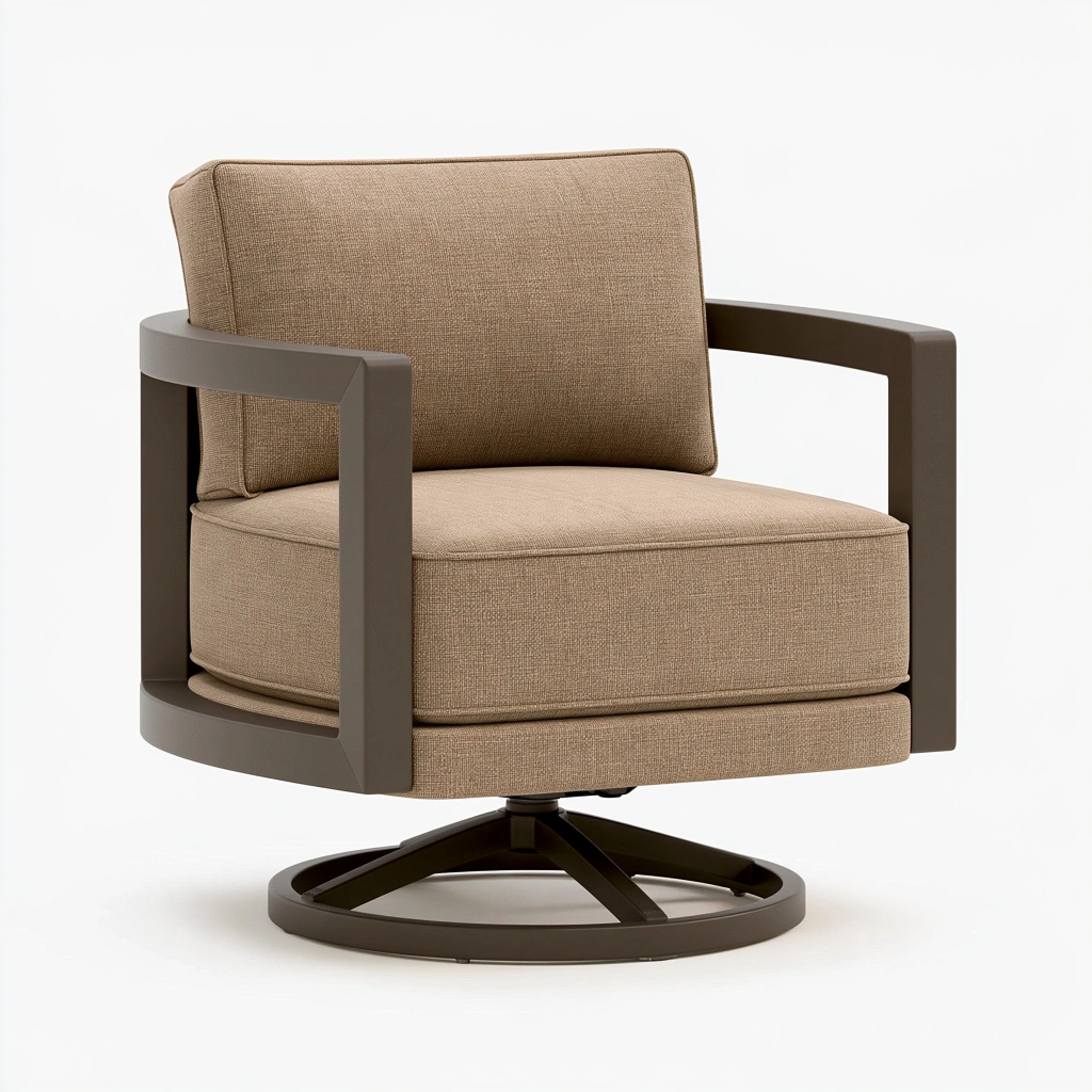 Drehsessel 78 x 78 x 82 cm Textil Taupe mit Metallgestell moderner Loungesessel