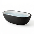 Freistehende Badewanne 170 x 75 cm Schwarz Weiß Acryl oval geriffelt