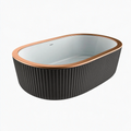 Freistehende Badewanne 170 x 80 x 58 cm Acryl Schwarz Kupfer Oval Gerippt