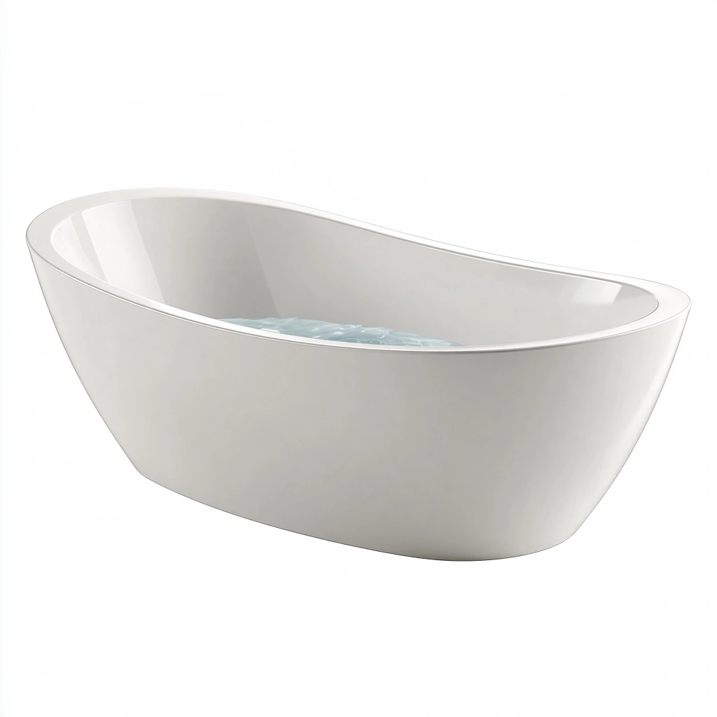 Freistehende Badewanne 170 x 75 cm Weiß Acryl oval für Badezimmer